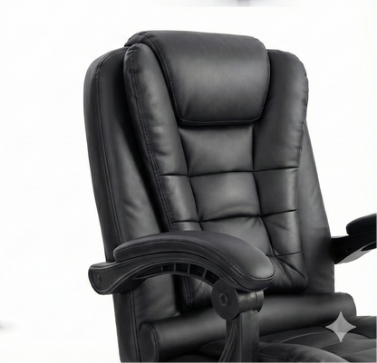 Fauteuil de bureau ergonomique en cuir PU avec repose pied