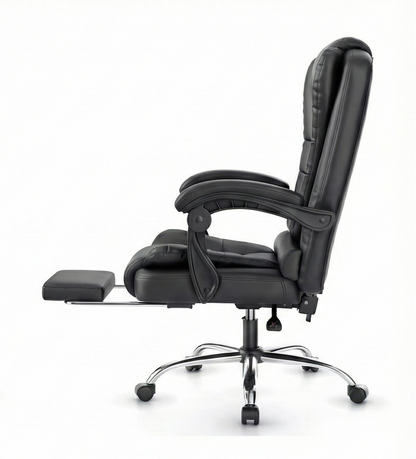 Fauteuil de bureau ergonomique en cuir PU avec repose pied