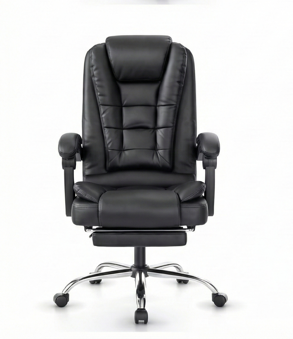 Fauteuil de bureau ergonomique en cuir PU avec repose pied