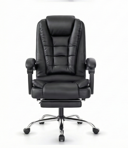 Fauteuil de bureau ergonomique en cuir PU avec repose pied